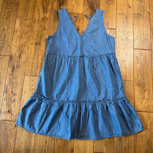 True Craft Dresses & Skirts - NWT True Craft Dress Chambray Denim Tiered Sundress Sleeveless Boho Summer Sz M